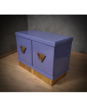 MidCentury Violet Color and Brass Dry Bar Credenze Buffet Sideboard, 1980