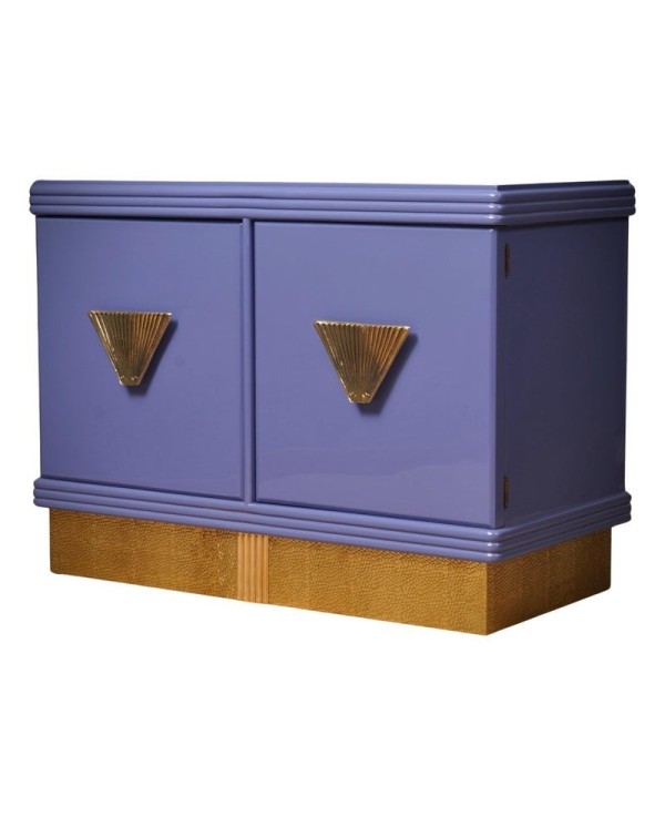 MidCentury Violet Color and Brass Dry Bar Credenze Buffet Sideboard, 1980