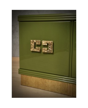 CR 211 Credenza buffet Smalto verde e ottone, 1980