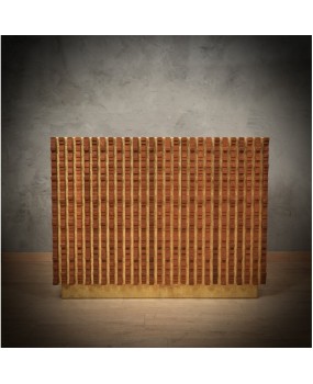 CR 208 Credenza Bar con scultura in noce e ottone, 1990