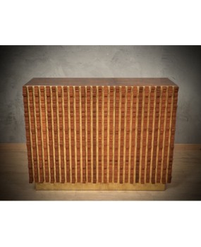 CR 208 Credenza Bar con scultura in noce e ottone, 1990