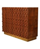 MidCentury Walnut and Brass Sculpture Dry Bar Credenza Sideboard, 1990 MidCentury Walnut and Brass Sculpture Dry Bar Credenza Sideboard, 1990