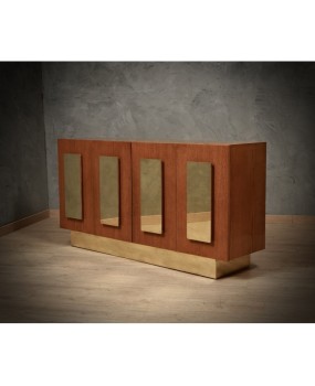 MidCentury Ash Wood and Brass Sideboard, 1980