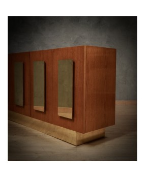 CR 205 Credenza in legno di frassino e ottone, 1980