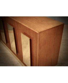 MidCentury Ash Wood and Brass Sideboard, 1980