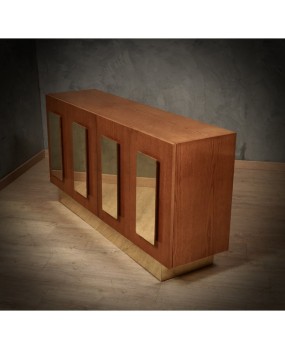 MidCentury Ash Wood and Brass Sideboard, 1980