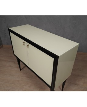CR 195 Credenza in Vetro Laccato Color Crema, 1950