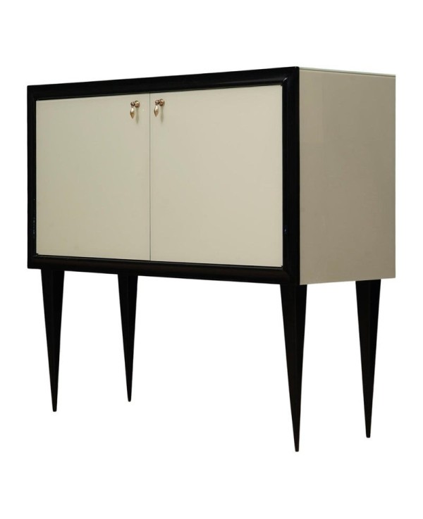 CR 195 Credenza in Vetro Laccato Color Crema, 1950