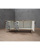 Mid-Century Black and White Art Glass and Brass Italian Sideboard, 1980
