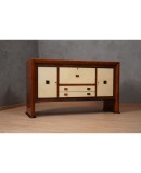 Credenza Art Déco in Radica di Pioppo, Pergamena e Ottone, 1940