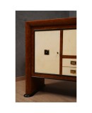 Credenza Art Déco in Radica di Pioppo, Pergamena e Ottone, 1940