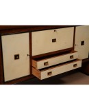 Credenza Art Déco in Radica di Pioppo, Pergamena e Ottone, 1940