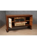 Credenza Art Déco in Radica di Pioppo, Pergamena e Ottone, 1940