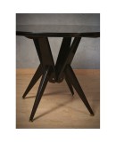 MidCentury Round Wood Black Glass and Brass Dinning Table / Center Table, 1950 MidCentury Round Wood Black Glass and Brass Dinning Table / Center Table, 1950