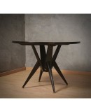 TV 71 Tavolo rotondo in legno, vetro nero e ottone di metà secolo, 1950 TV 71 Tavolo rotondo in legno, vetro nero e ottone di metà secolo, 1950