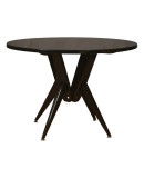 MidCentury Round Wood Black Glass and Brass Dinning Table / Center Table, 1950 MidCentury Round Wood Black Glass and Brass Dinning Table / Center Table, 1950