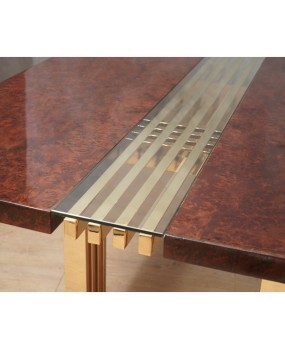 Fratelli Turri Square Poplar Brass and Glass Conference Dinning Table, 1970