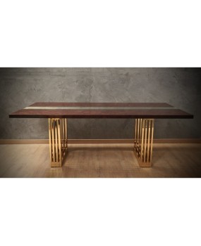 Fratelli Turri Square Poplar Brass and Glass Conference Dinning Table, 1970