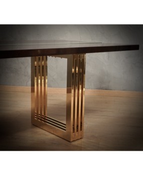 Fratelli Turri Square Poplar Brass and Glass Conference Dinning Table, 1970