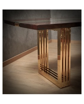 Fratelli Turri Square Poplar Brass and Glass Conference Dinning Table, 1970