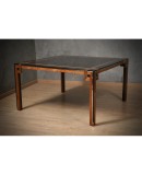Romeo Rega Square Briar Wood and Chrome Mid-Century Dinning Table, 1970