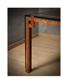 Romeo Rega Square Briar Wood and Chrome Mid-Century Dinning Table, 1970