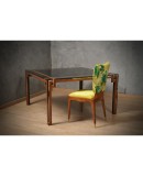 Romeo Rega Square Briar Wood and Chrome Mid-Century Dinning Table, 1970