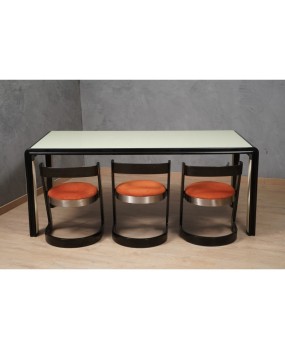 Murano Glass and Beech Wood Dinning Room Conference Table, 1950