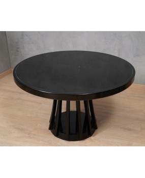 Mangiarotti Angelo Round Black Wood Dinning Table, 1970