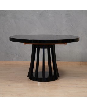 Mangiarotti Angelo Round Black Wood Dinning Table, 1970