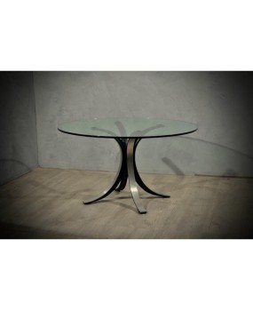 Elegant and essential glass table, with Italian design from the first half of the last century