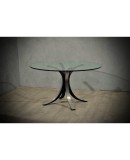 Elegant and essential glass table, with Italian design from the first half of the last century Elegant and essential glass table, with Italian design from the first half of the last century