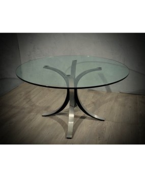 Elegant and essential glass table, with Italian design from the first half of the last century