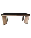 TV 37 Tavolo art decò rivestito in pergamena e ottone