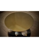 Ceramic and Brass Round Black Green and Gold Sofa Table, 1980 Ceramic and Brass Round Black Green and Gold Sofa Table, 1980