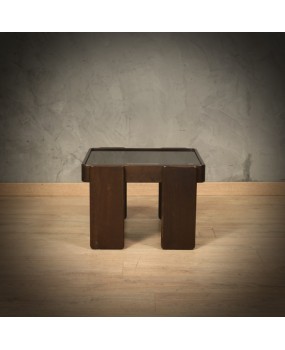 Gianfranco Frattini per Cassina Walnut and Glass Coffee Cocktail Table, 1960