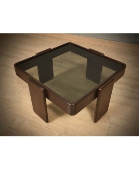 Gianfranco Frattini per Cassina Walnut and Glass Coffee Cocktail Table, 1960