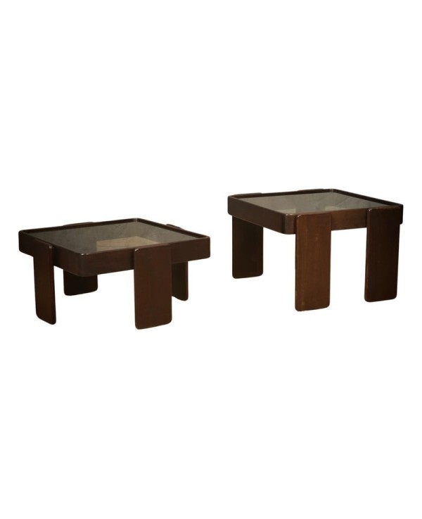 Gianfranco Frattini per Cassina Walnut and Glass Coffee Cocktail Table, 1960 Gianfranco Frattini per Cassina Walnut and Glass Coffee Cocktail Table, 1960