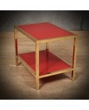 MidCentury Brass and Red Glass Side Table, 1970 MidCentury Brass and Red Glass Side Table, 1970