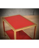 MidCentury Brass and Red Glass Side Table, 1970 MidCentury Brass and Red Glass Side Table, 1970