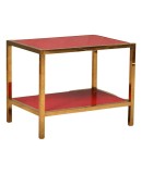 MidCentury Brass and Red Glass Side Table, 1970 MidCentury Brass and Red Glass Side Table, 1970
