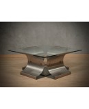 Francois Monnet Steel and Glass Mid-Century Sofa Table, 1970 Francois Monnet Steel and Glass Mid-Century Sofa Table, 1970