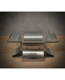 Francois Monnet Steel and Glass Mid-Century Sofa Table, 1970 Francois Monnet Steel and Glass Mid-Century Sofa Table, 1970