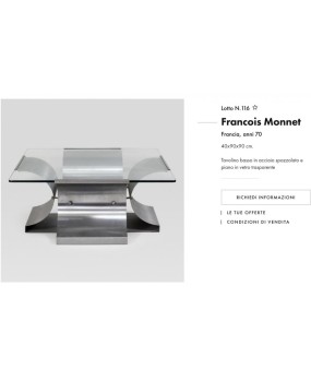 Francois Monnet Steel and Glass Mid-Century Sofa Table, 1970