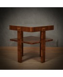 MidCentury Square Walnut Wood Game Sofa Side Table, 1960 MidCentury Square Walnut Wood Game Sofa Side Table, 1960