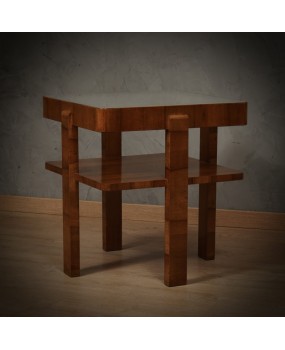 MidCentury Square Walnut Wood Game Sofa Side Table, 1960