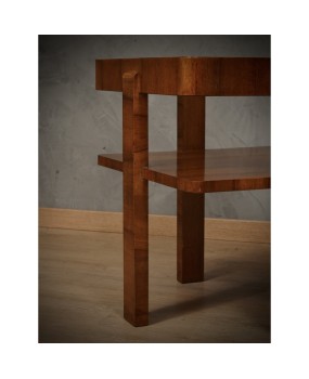 MidCentury Square Walnut Wood Game Sofa Side Table, 1960