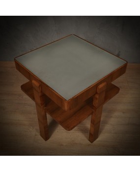 MidCentury Square Walnut Wood Game Sofa Side Table, 1960