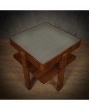 MidCentury Square Walnut Wood Game Sofa Side Table, 1960 MidCentury Square Walnut Wood Game Sofa Side Table, 1960