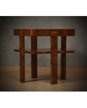 MidCentury Square Walnut Wood Game Sofa Side Table, 1960